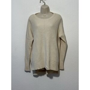 Vince Sweater Womens Medium‎ Wool Cashmere Ivory Ribbed Oversized Sweater